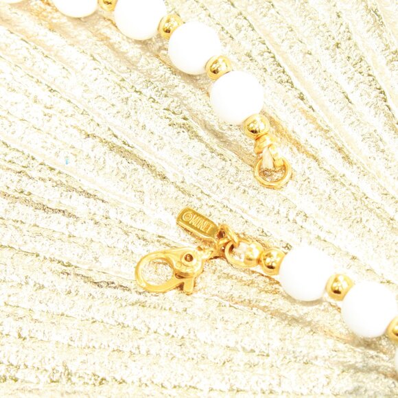 Monet White and Gold Tone and White Beaded Necklace - Picture 4 of 6
